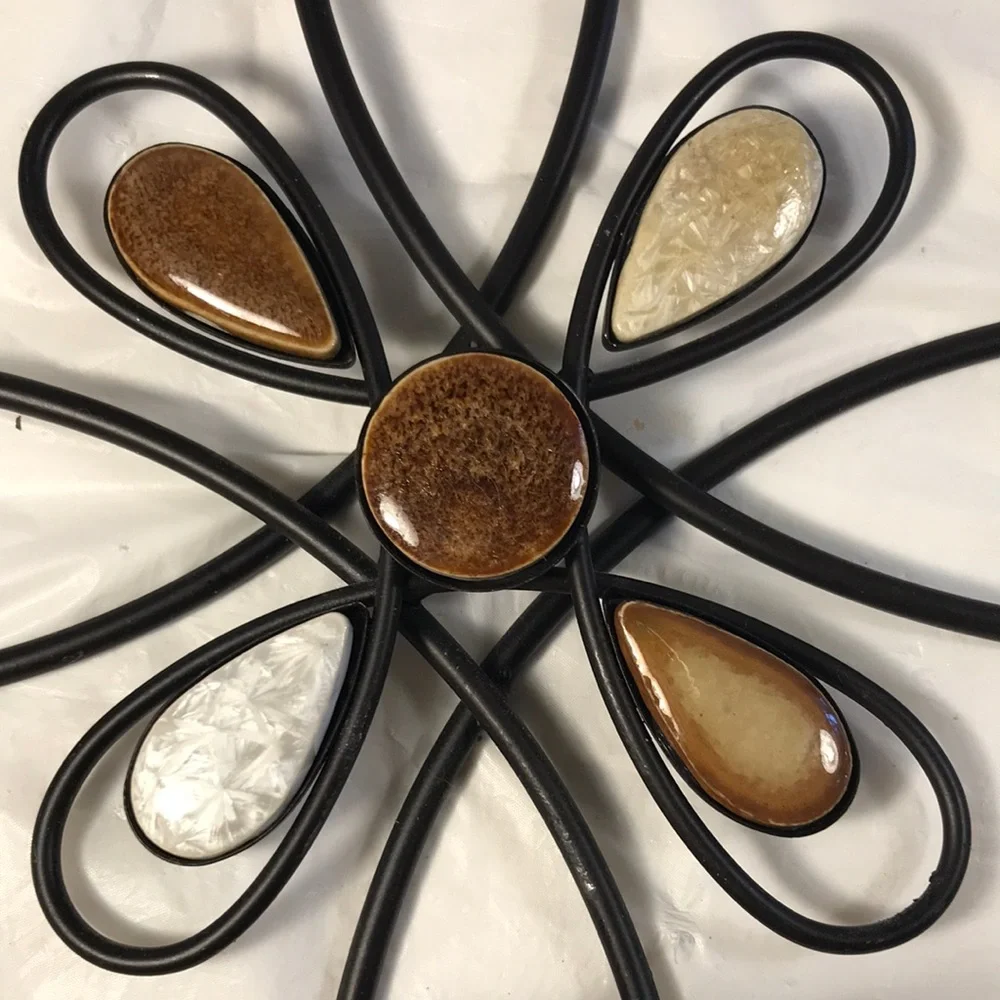Decorative Metal and Mosaic Candle Holders and Stones Vintage Wall Sconces